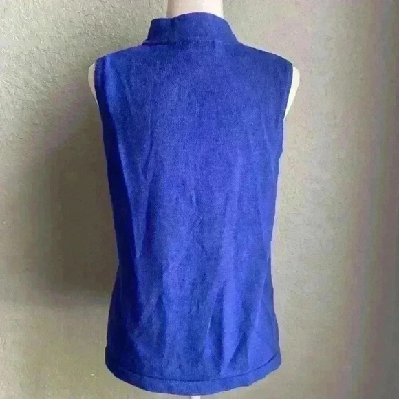 Vintage Nouveaux Cute Ugly Christmas Knit Sweater Vest Candy Canes Blue Zipper M - Picture 6 of 10